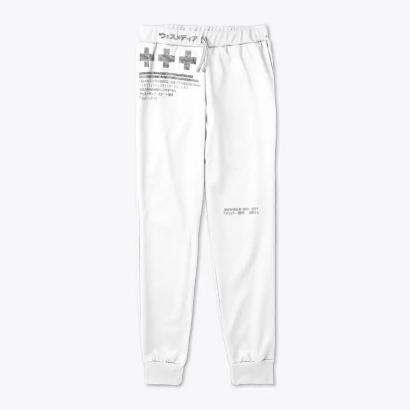 Grey Sakura on White sweat pants